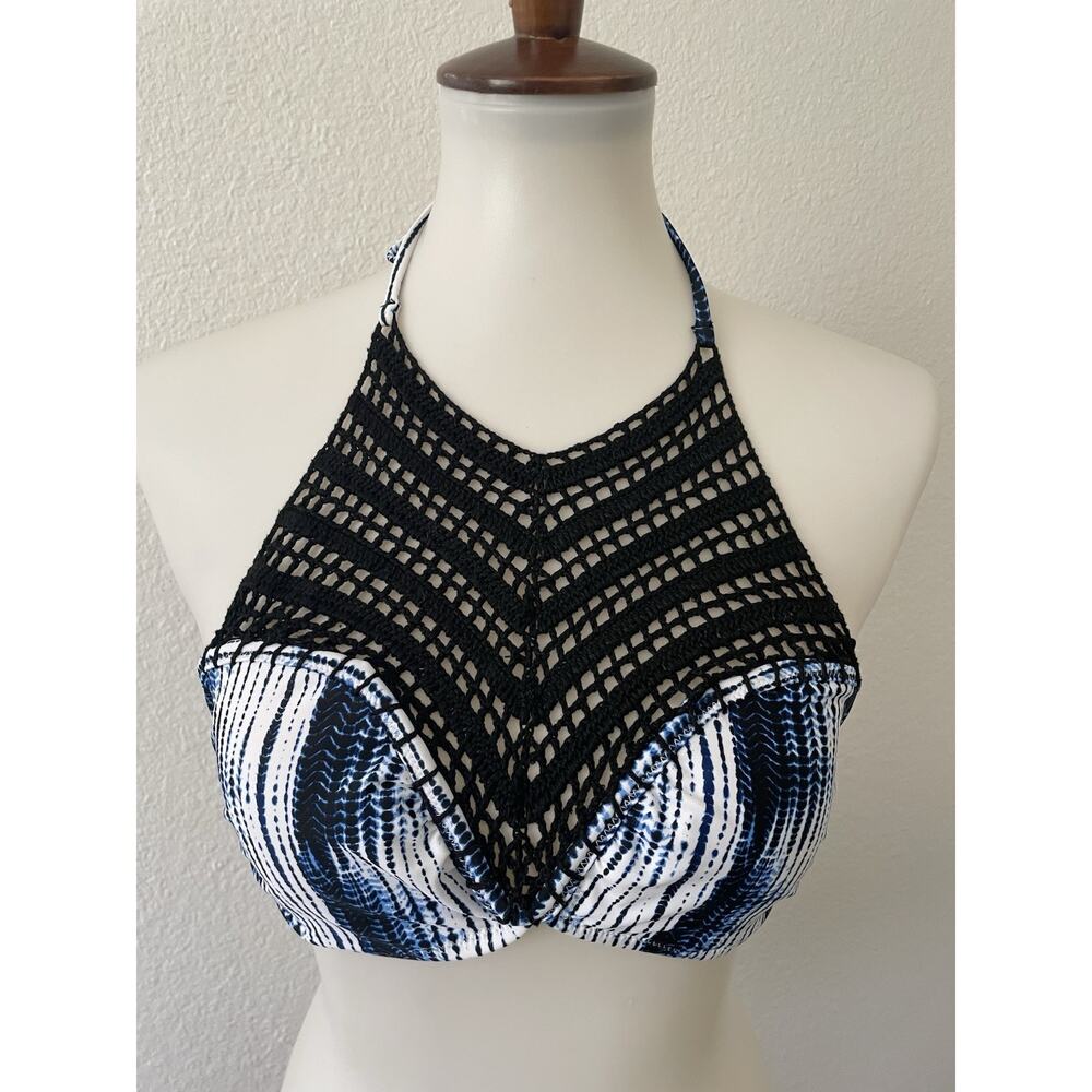 Raisins Swim Bikini Top High Neck Crochet Print Swimwear Beach Summer